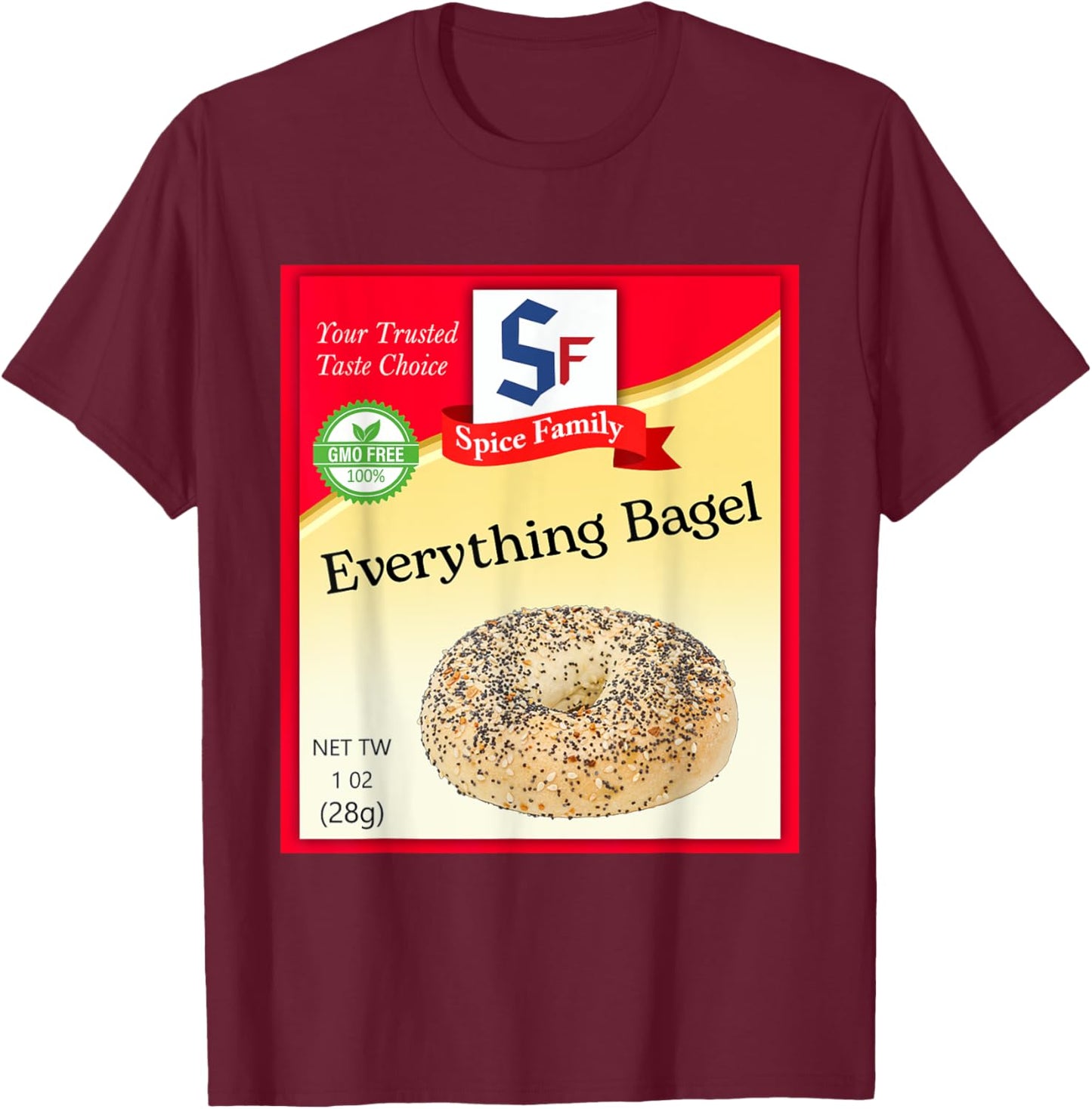 Everything Bagel Condiment Costume Holiday Spice Costumes T-Shirt - T-Shirt | Maroon