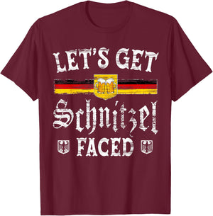 Lets Get Schnitzel Faced Funny Oktoberfest Men Women T-Shirt - T-Shirt | Maroon