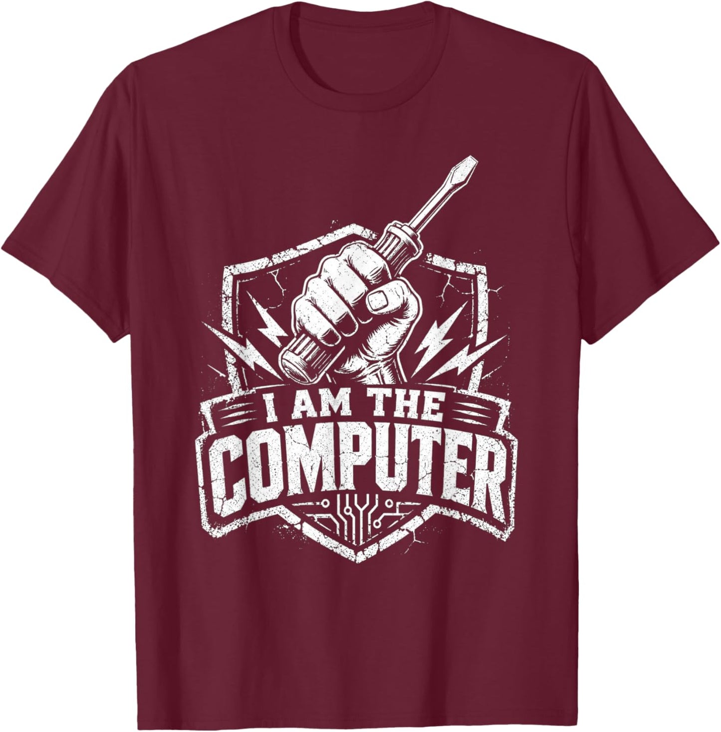 Funny Car Mechanic Computer Graphic Retro Slogan T-Shirt - T-Shirt | Maroon