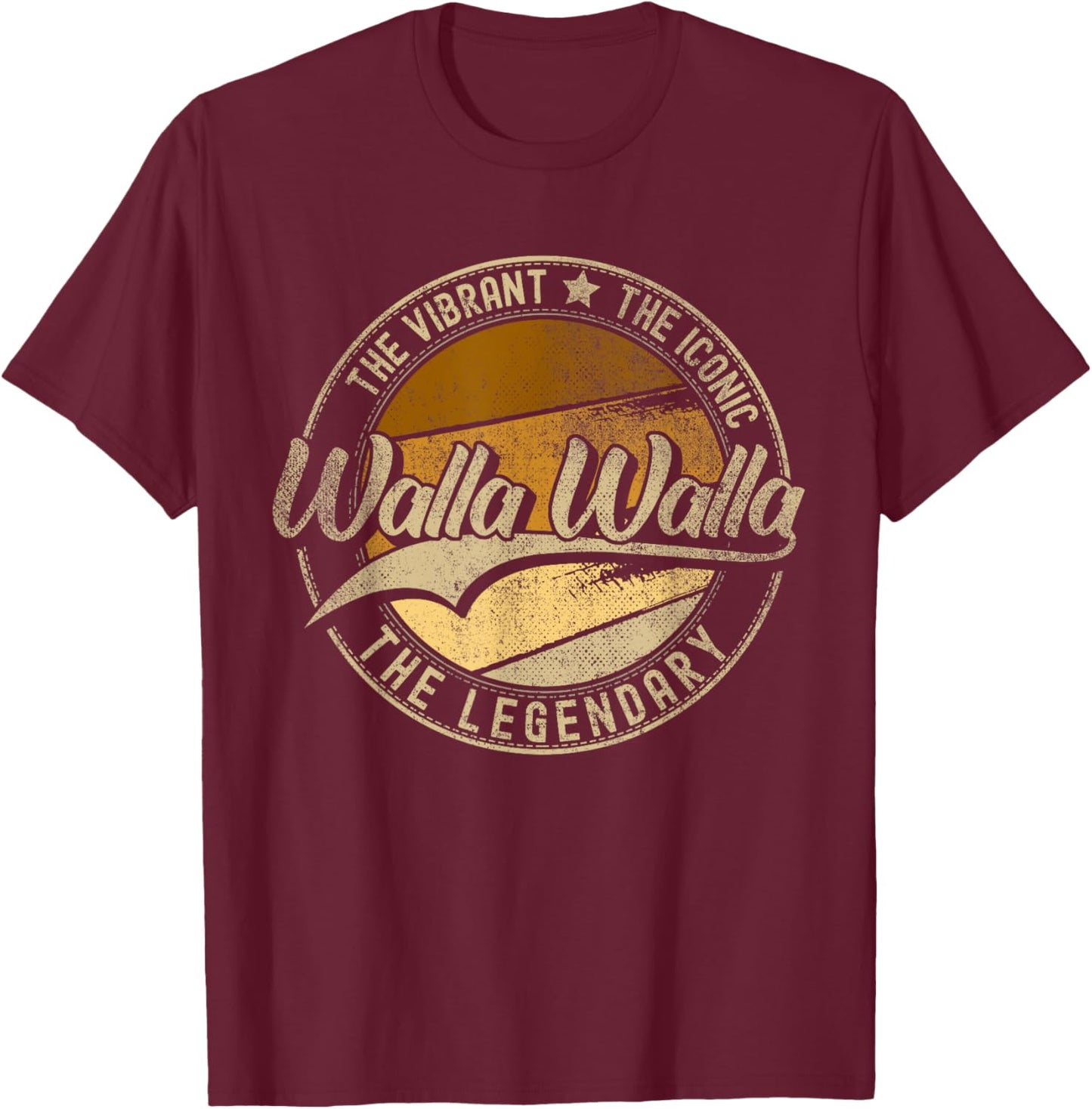 Walla Walla WA | Washington | Vintage Distressed T-Shirt - T-Shirt | Maroon