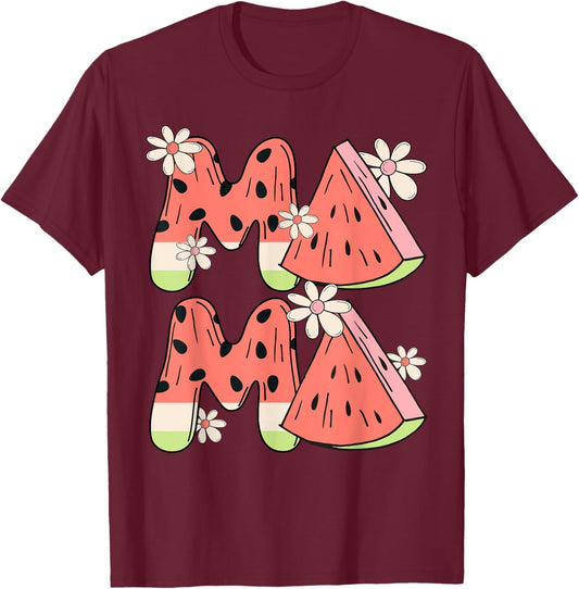 Mama Watermelon Funny Summer Fruit Great Mothers Day T-Shirt - T-Shirt | Maroon