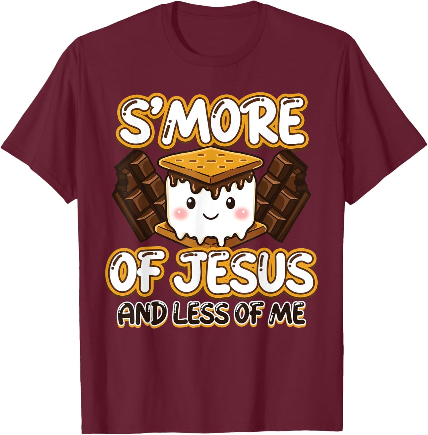 Christian Camping Smore Jesus Less Me Funny Religious Camper T-Shirt - T-Shirt | Maroon