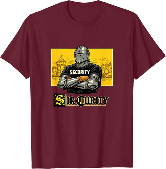 Sir Curity Lustiger Security Gen Z Meme Brainrot Mittelalter Witz T-Shirt - T-Shirt | Maroon
