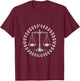 Law Balance Scales Emblem with Laurel Wreath T-Shirt - T-Shirt | Maroon