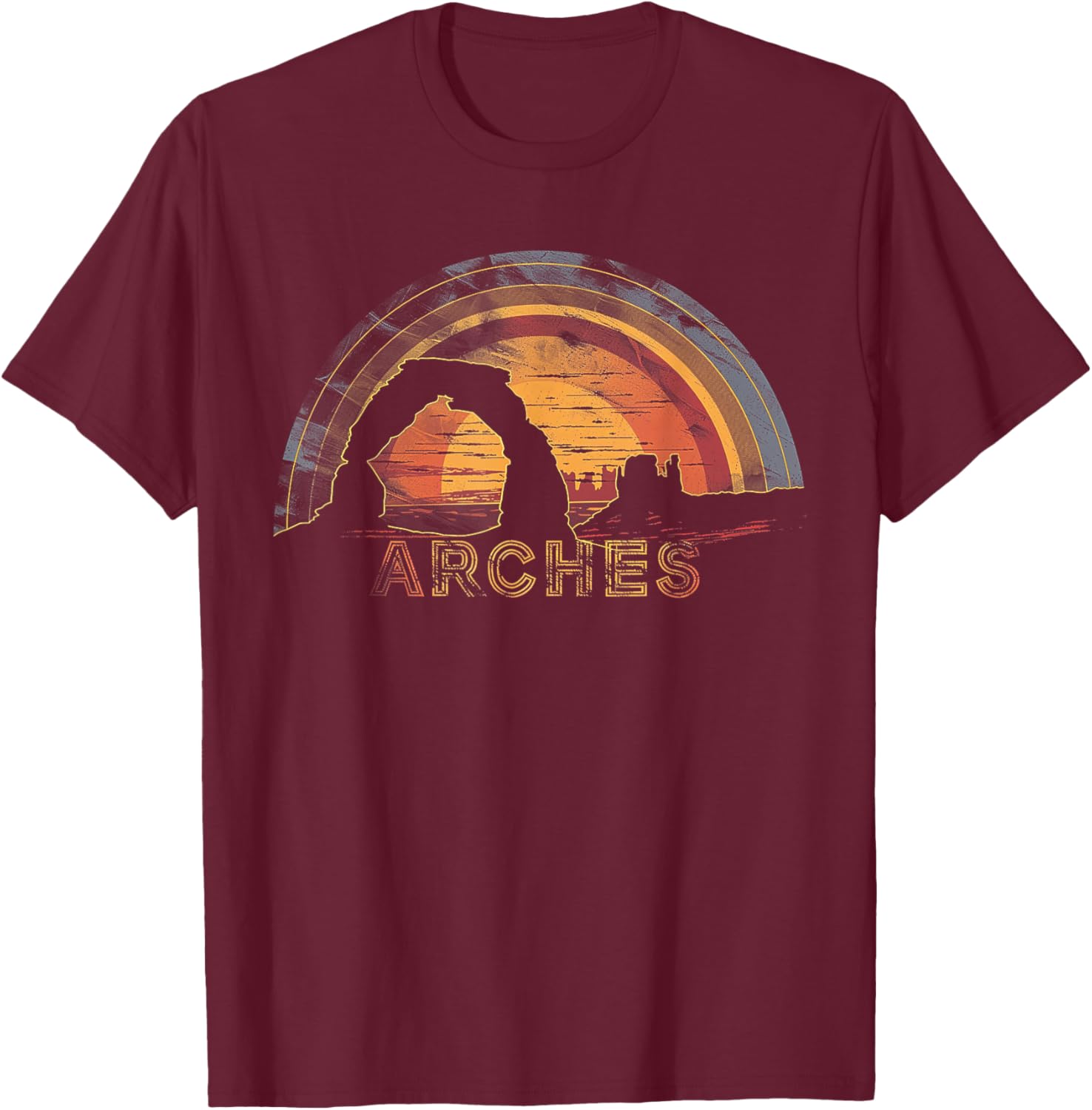Arches - US National Park Vintage Men Women Kids Retro T-Shirt - T-Shirt | Maroon