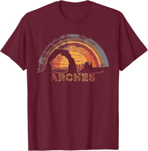 Arches - US National Park Vintage Men Women Kids Retro T-Shirt - T-Shirt | Maroon