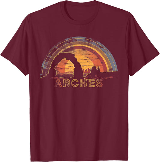Arches - US National Park Vintage Men Women Kids Retro T-Shirt - T-Shirt | Maroon