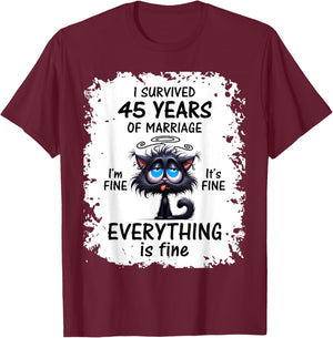 Sapphire Wedding I Survived 45 Years Of Marriage T-Shirt - T-Shirt | Maroon