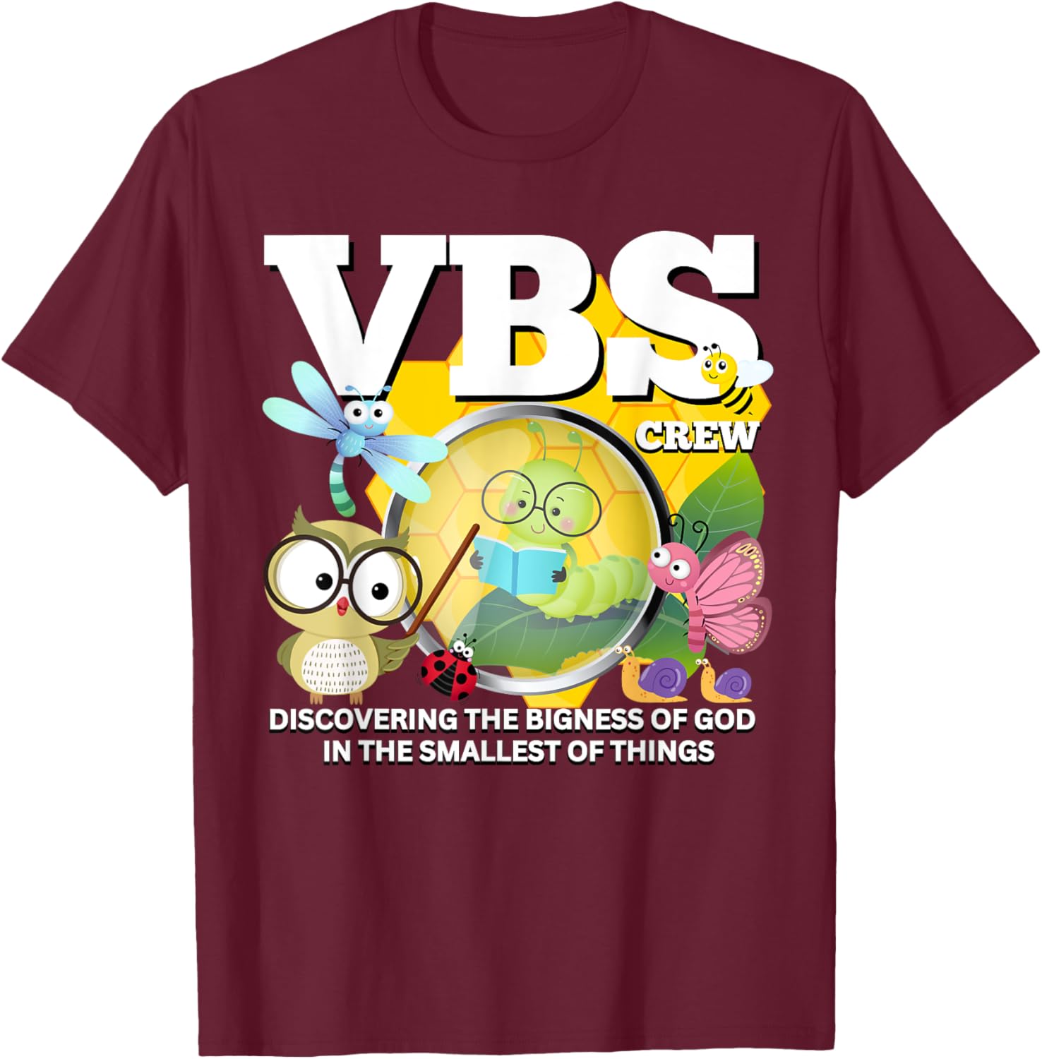 VBS Crew Magnified Nature Bible School Christian Staff Team T-Shirt - T-Shirt | Maroon