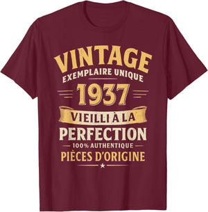 Cadeau Anniversaire 89 Ans Humour Vintage 1937 89 Ans Homme T-Shirt - T-Shirt | Maroon