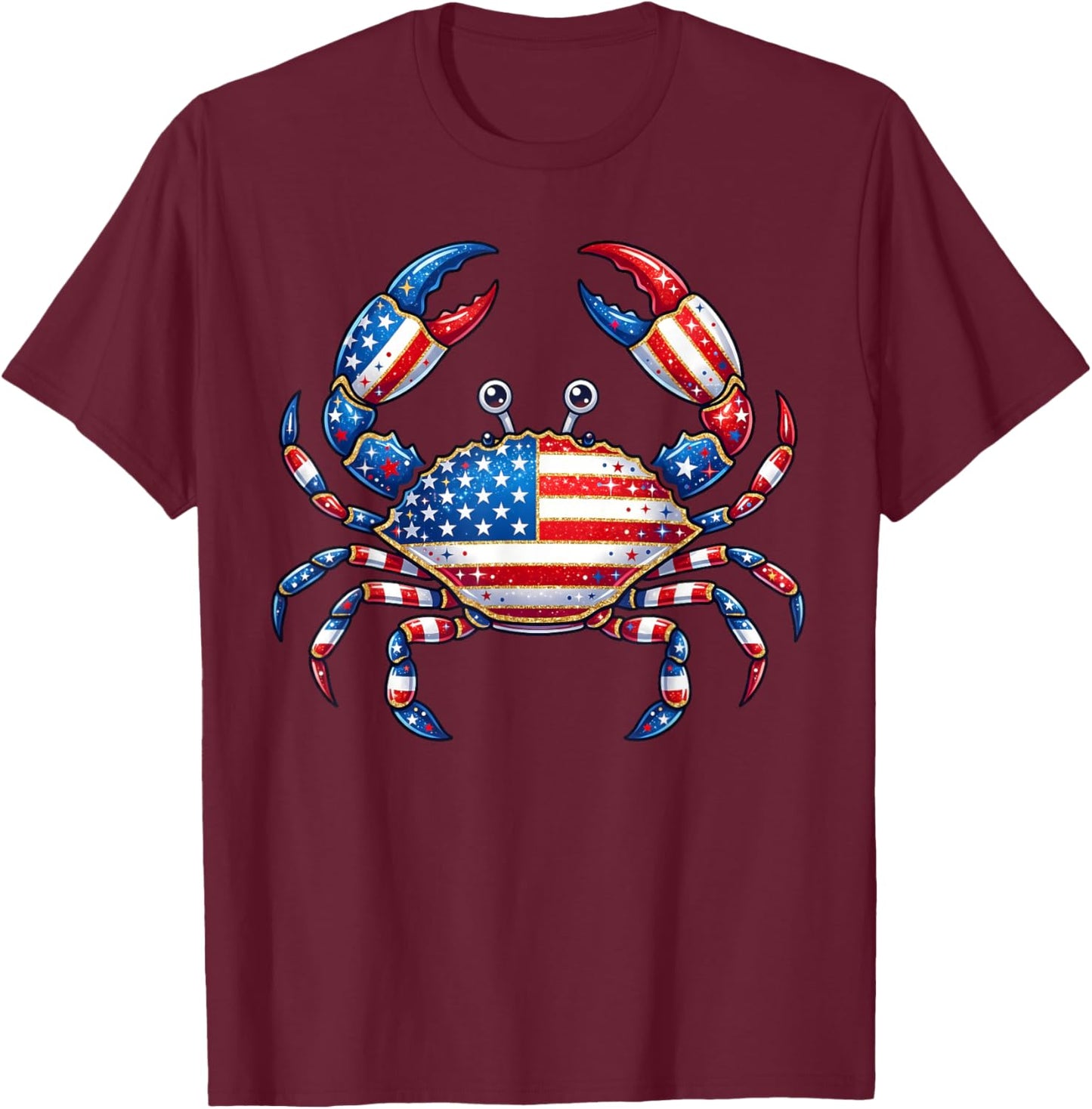 American Flag Crab Patriotic 4th of July Seafood T-Shirt - T-Shirt | Maroon