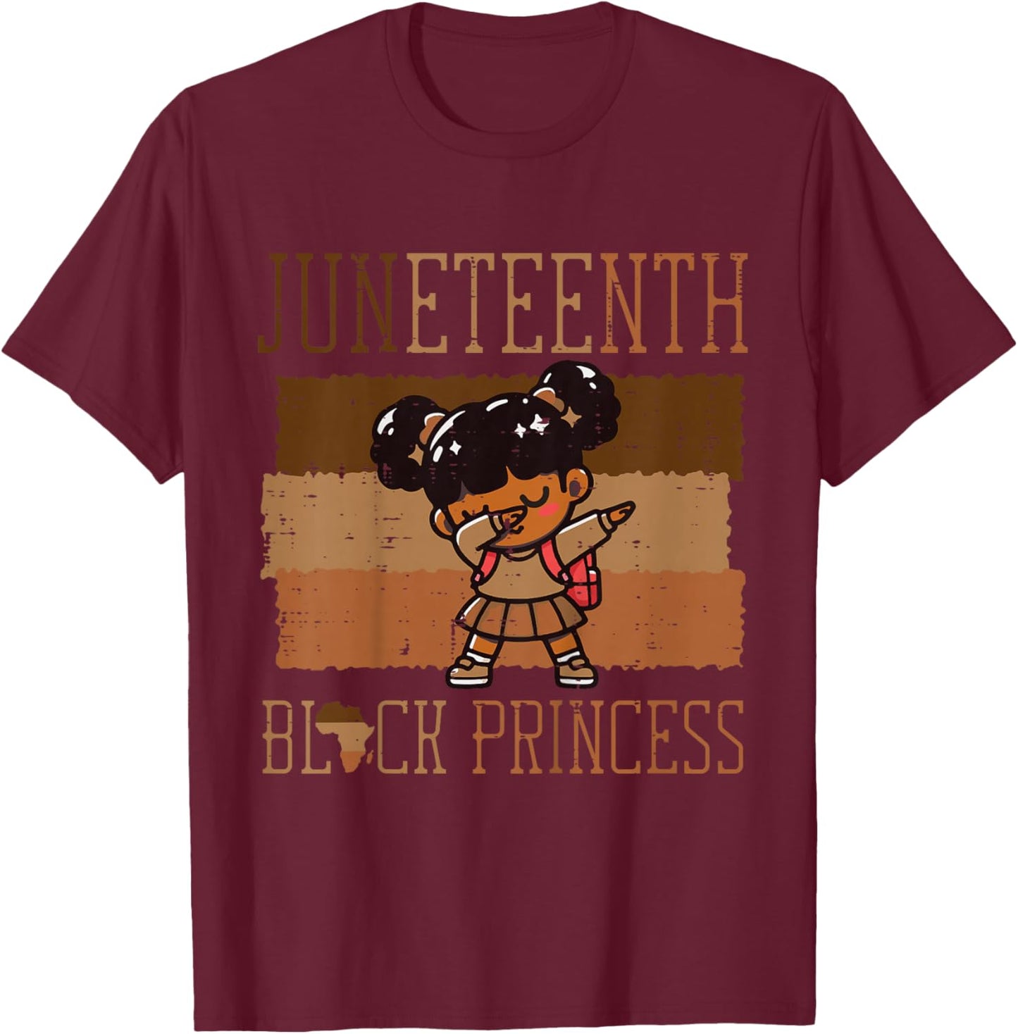 Kids Juneteenth Black Princess Black African June 19th Girls Kids T-Shirt - T-Shirt | Maroon
