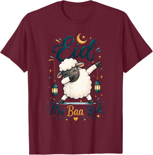 Happy Eid Al Adha Mubarak Kids Muslim Cute Sheep Holiday T-Shirt - T-Shirt | Maroon