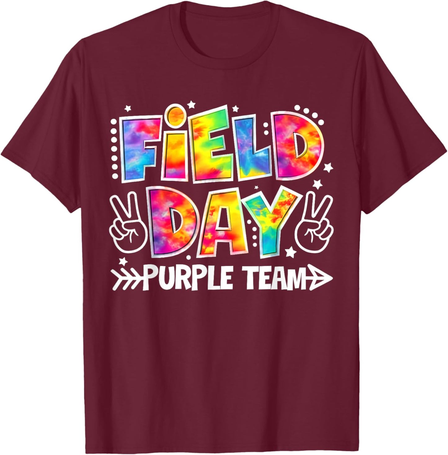 Funny Field Day Games Purple Team Tie Dye Teacher Kids T-Shirt - T-Shirt | Maroon