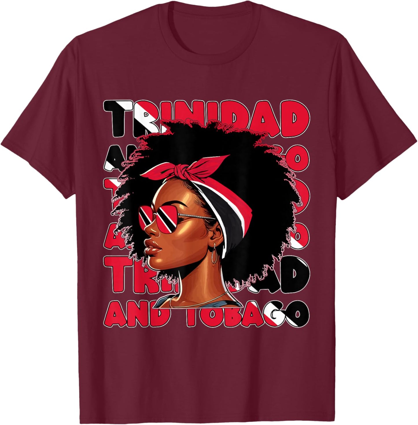 Tobagonian Girl Trinidad Flag Proud Trini Women T-Shirt - T-Shirt | Maroon