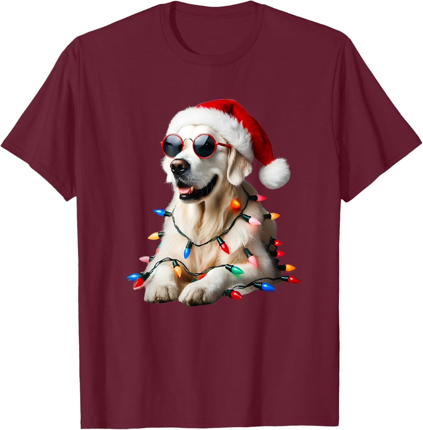 Christmas English Cream Golden Retriever Mom Dog Puppy Xmas T-Shirt - T-Shirt | Maroon