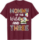 Mommy Of The Wild and Three 3 Birthday Zoo Safari Jungle T-Shirt - T-Shirt | Maroon