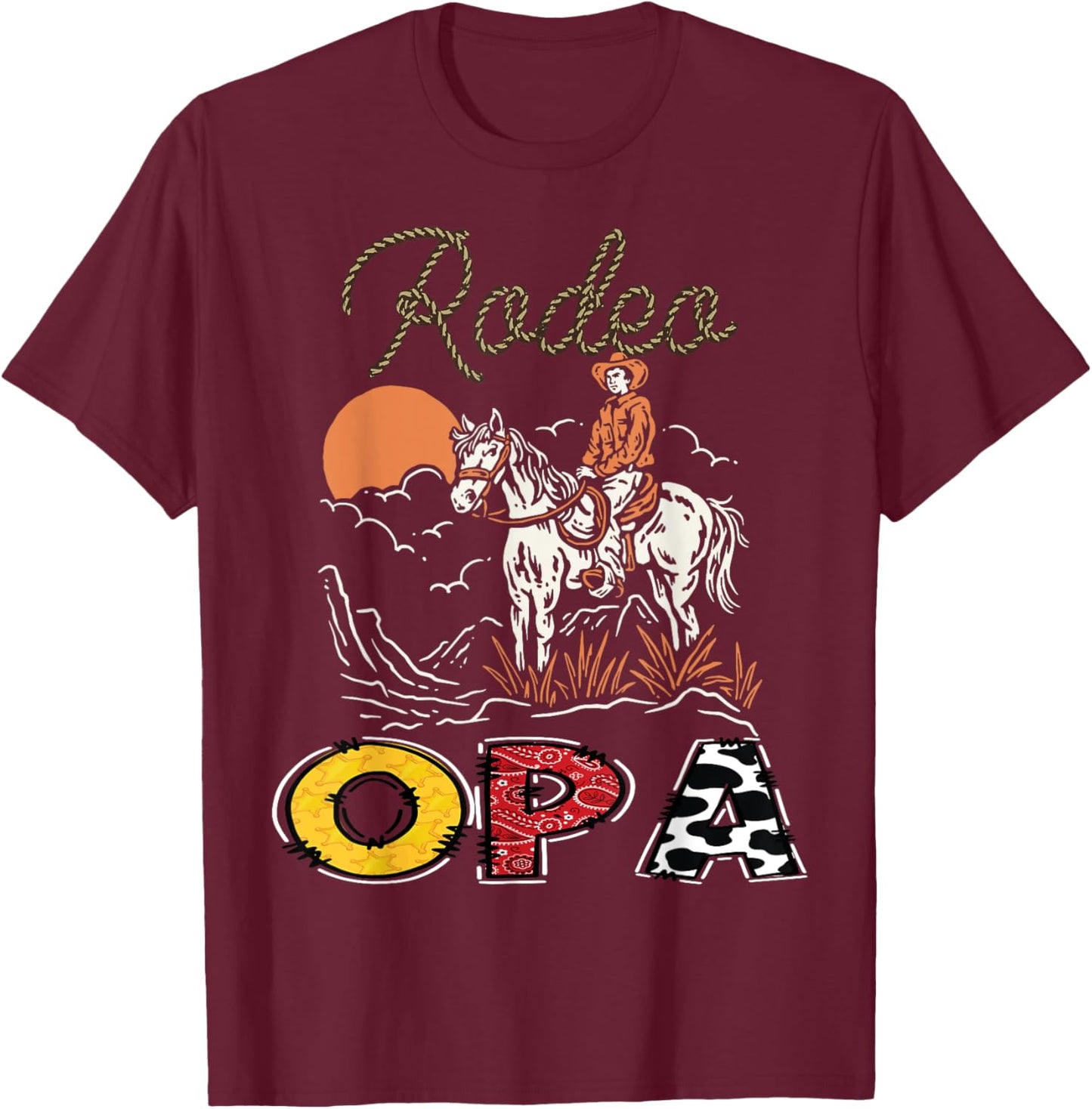 Rodeo Opa Cowboy 1St Birthday Family Matching T-Shirt - T-Shirt | Maroon
