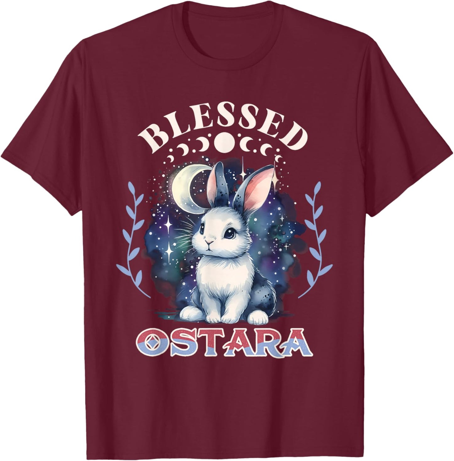 Ostara Spring Festival Spring Bunny Equinox Blessed Ostara T-Shirt - T-Shirt | Maroon