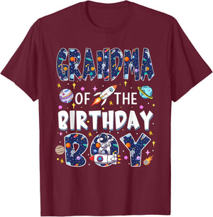 Grandma of The Birthday Boy Astronaut Family Space Planets T-Shirt - T-Shirt | Maroon