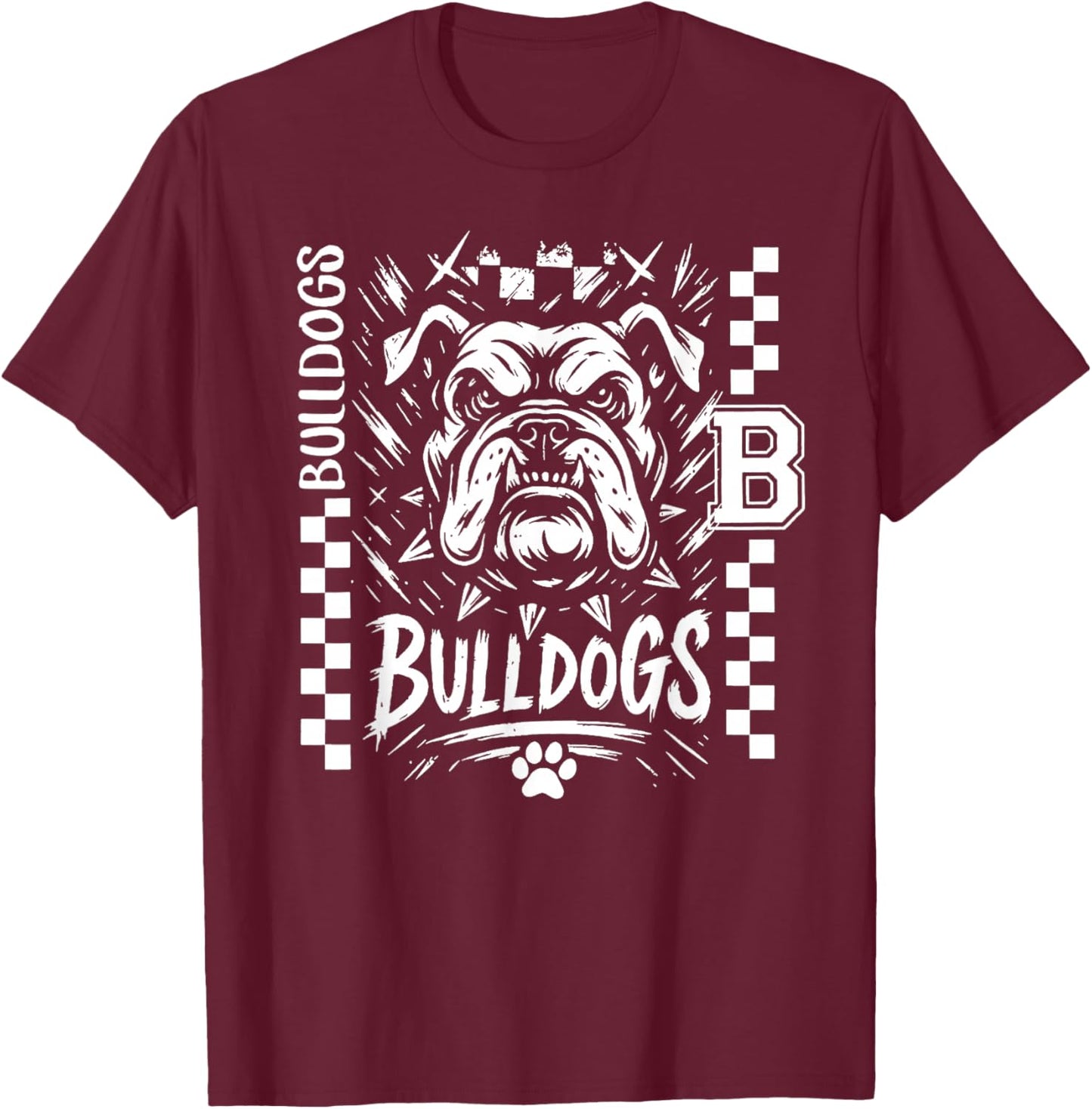 Vintage Bulldogs School Spirit Back to School T-Shirt - T-Shirt | Maroon