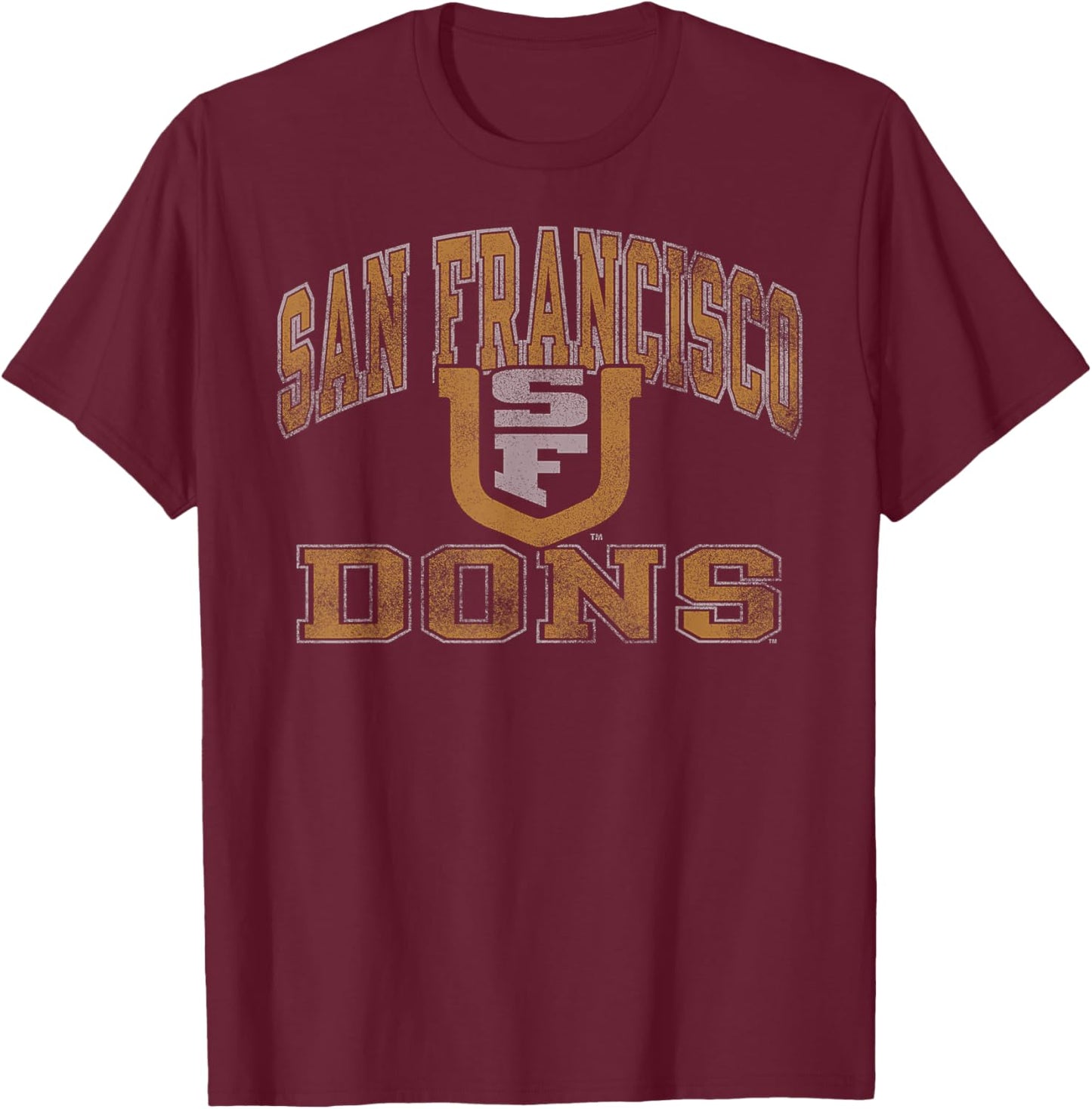 San Francisco Dons Vintage Worn Green Officially Licensed T-Shirt - T-Shirt | Maroon