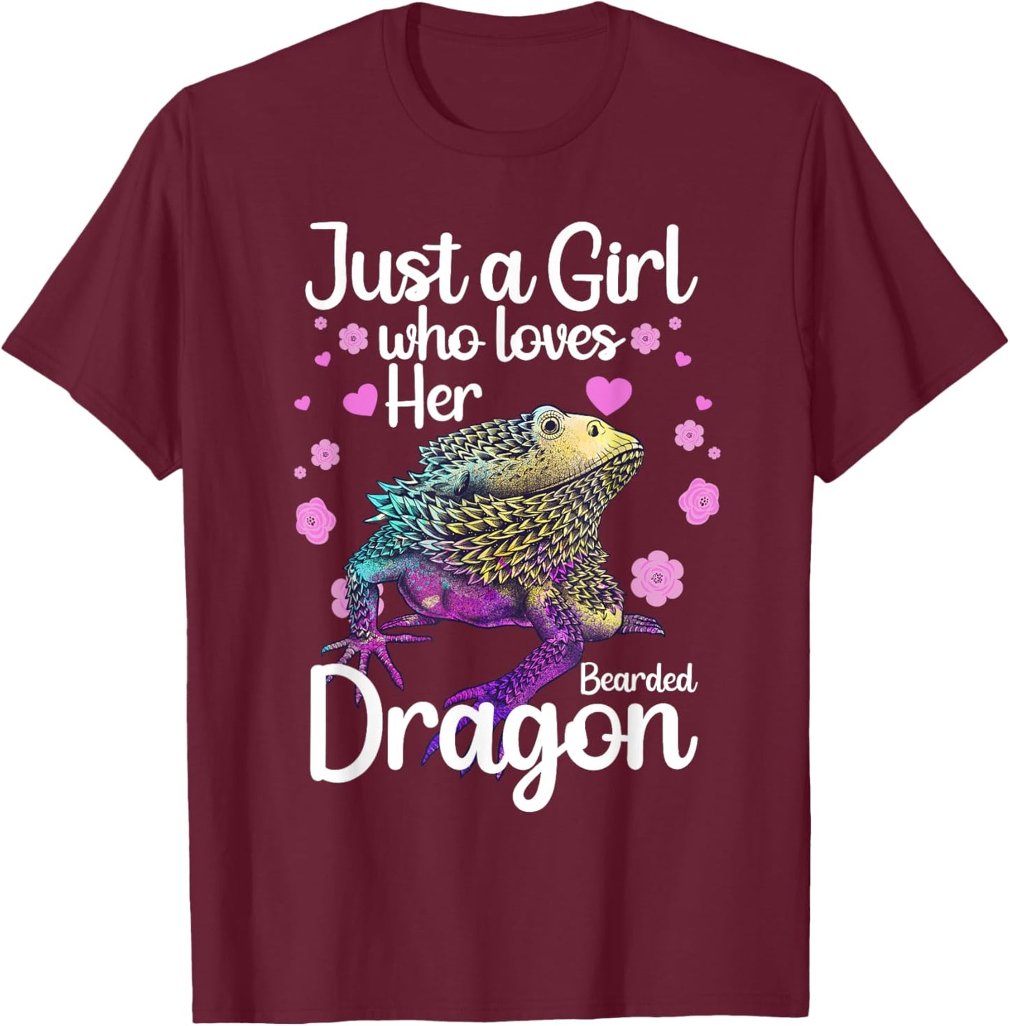 Cool Bearded Dragon Art For Girls Women Bearded Dragon Lover T-Shirt - T-Shirt | Maroon