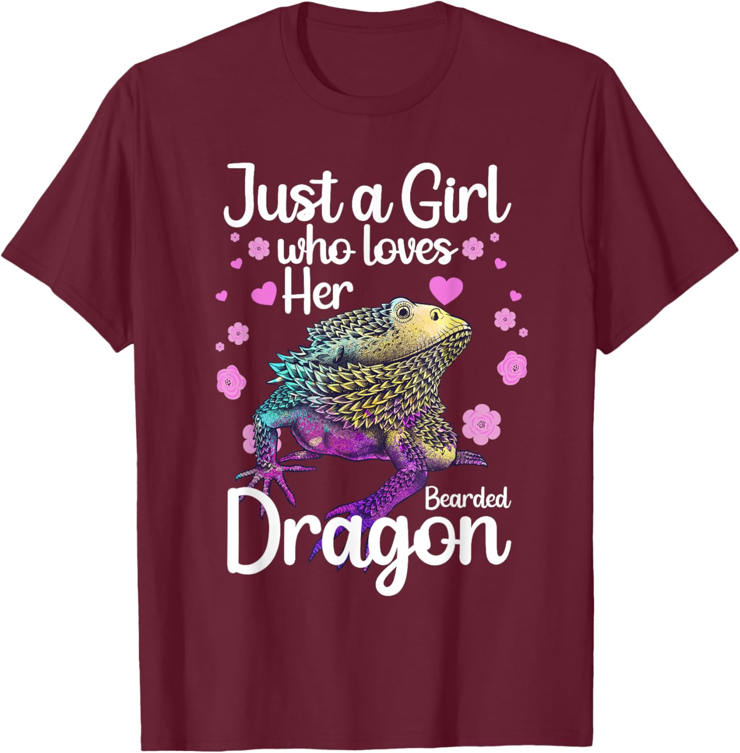 Cool Bearded Dragon Art For Girls Women Bearded Dragon Lover T-Shirt - T-Shirt | Maroon