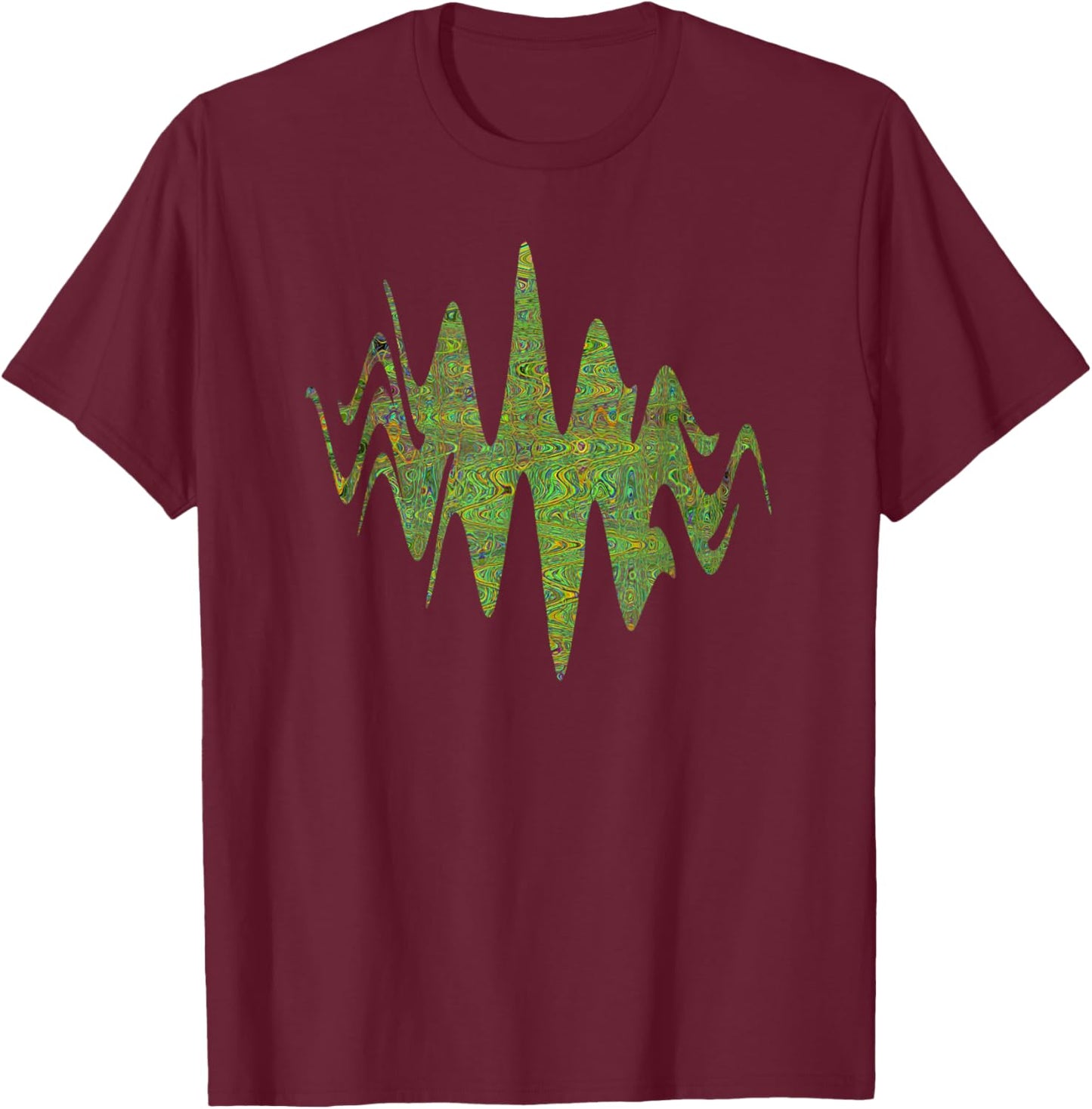 Retro abstrakte Chartreuse-grüne Schnörkellinien T-Shirt - T-Shirt | Maroon
