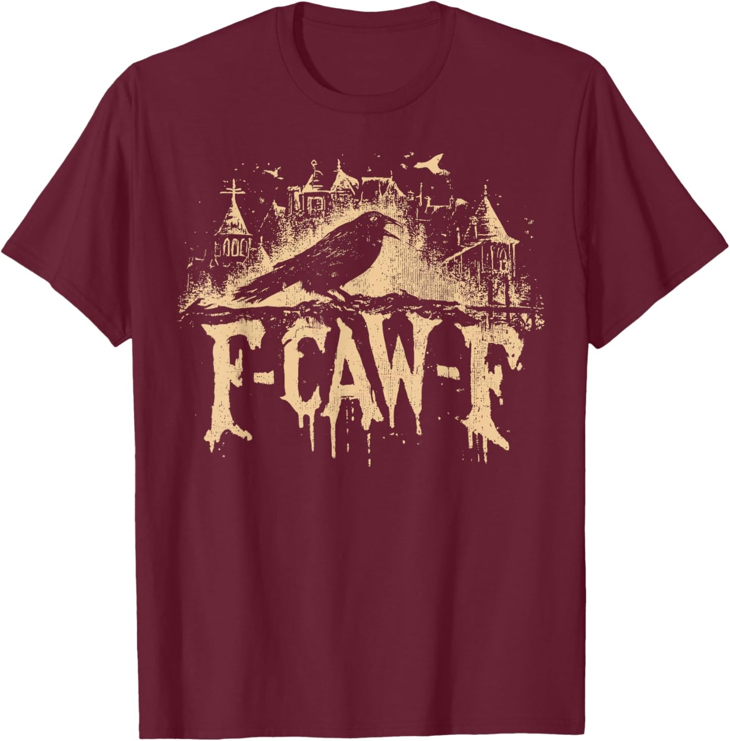 F Caw F Meme Gothic T-Shirt - T-Shirt | Maroon