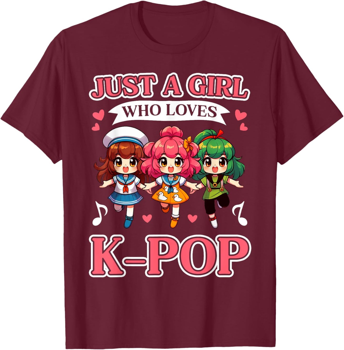 Just A Girl Who Loves K-Pop Fan Korean Music Finger Heart T-Shirt - T-Shirt | Maroon