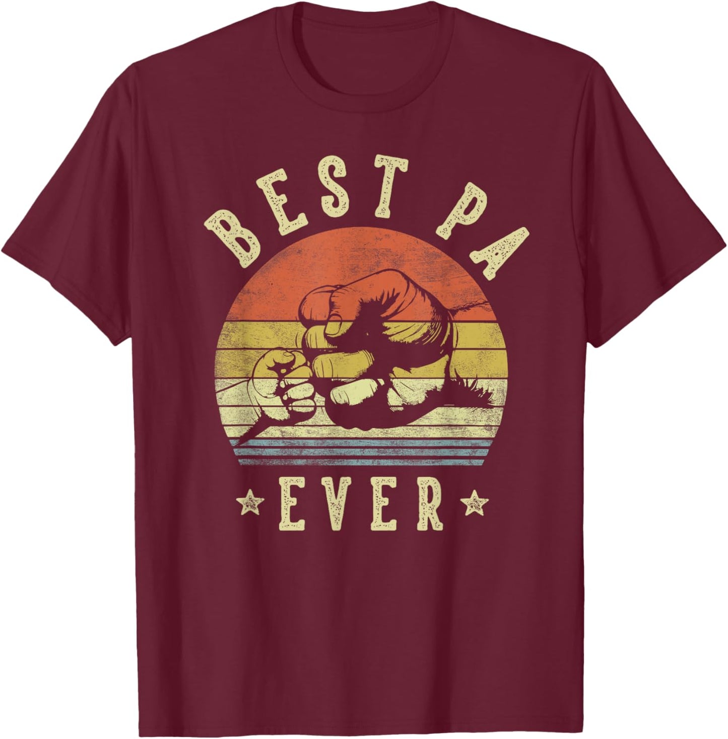 Best Pa Ever - Retro Fist Bump Vintage Design Pa T-Shirt - T-Shirt | Maroon