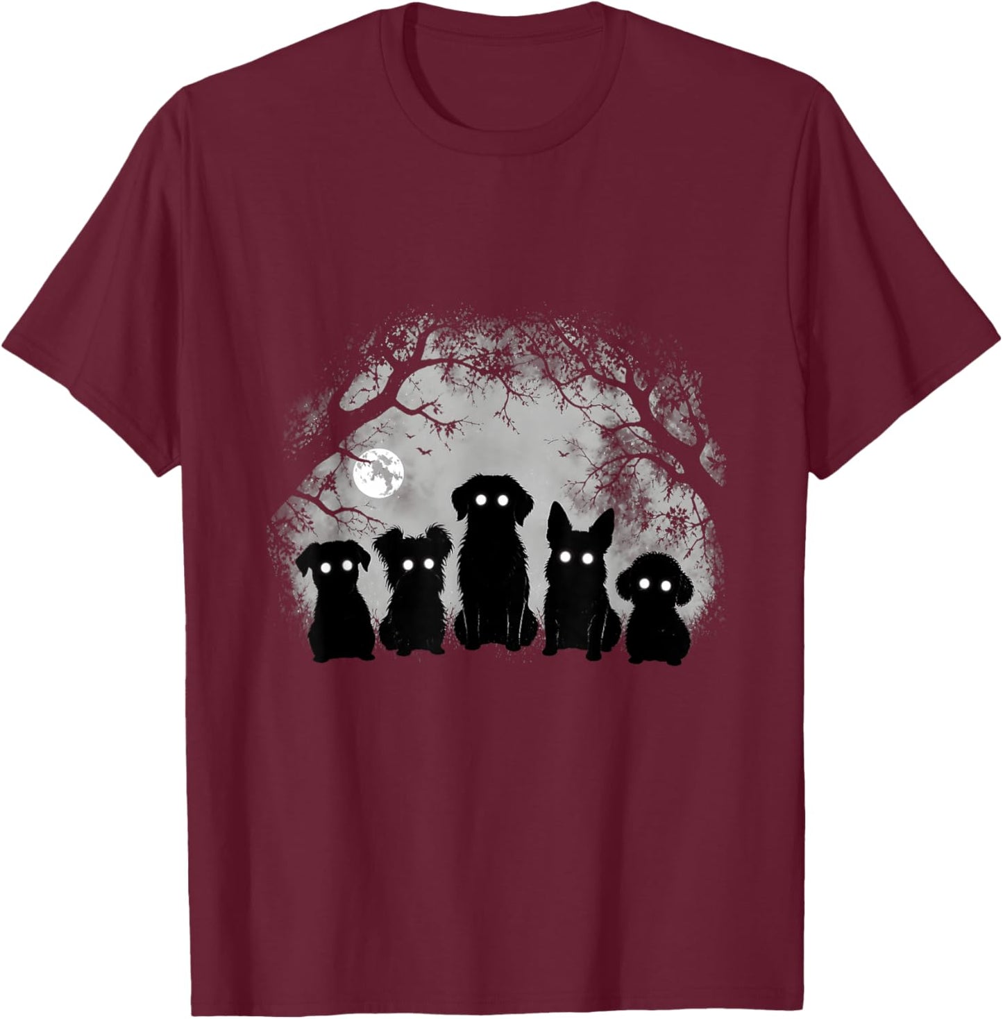 Creepy Funny Spooky Dog Alt Goth Grunge Horror Aesthetic T-Shirt - T-Shirt | Maroon