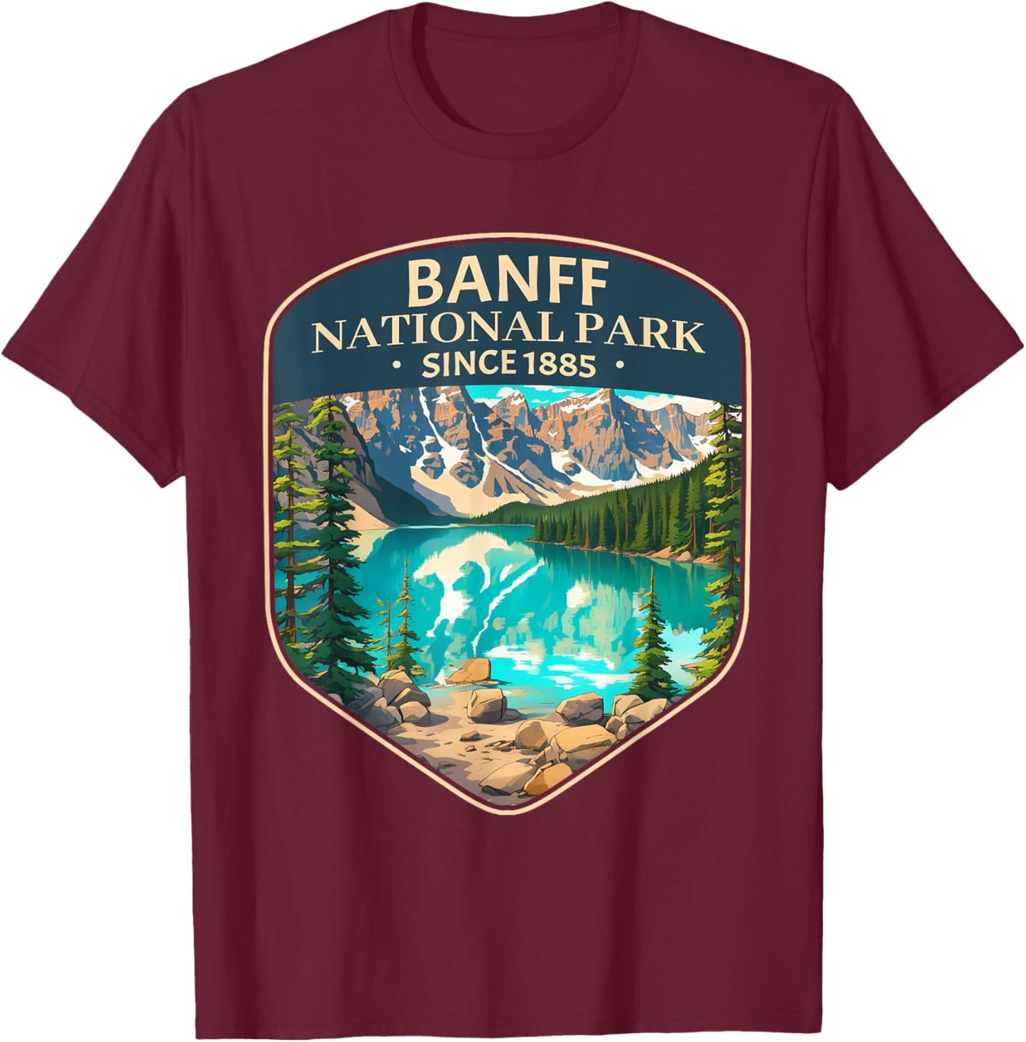 Cool Banff National Park Canada Outdoor Camping Hiking T-Shirt - T-Shirt | Maroon