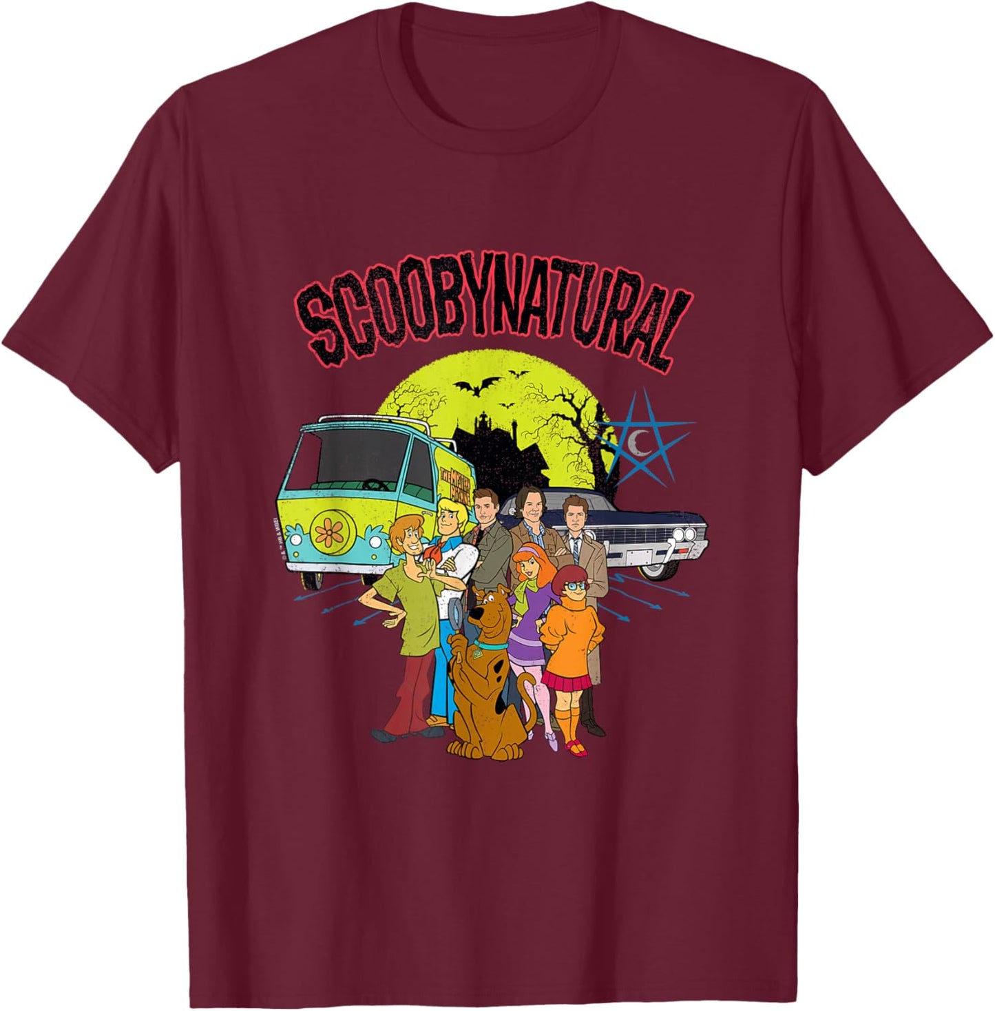 Scooby-Doo Scoobynthetic Mystery Machine and Baby with Gang T-Shirt - T-Shirt | Maroon