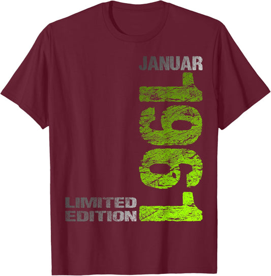January 1961 Man Woman 65th Birthday Limited Edition T-Shirt - T-Shirt | Maroon