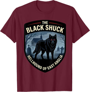 Black Shuck Hellhound East Anglia Mythical Beast T-Shirt - T-Shirt | Maroon