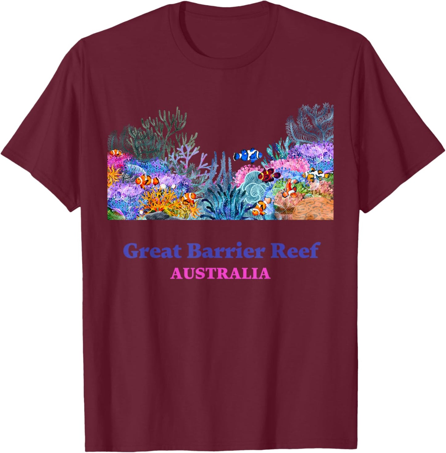 Great Barrier Reef Australia Tourist Vacation Souvenir Coral T-Shirt - T-Shirt | Maroon