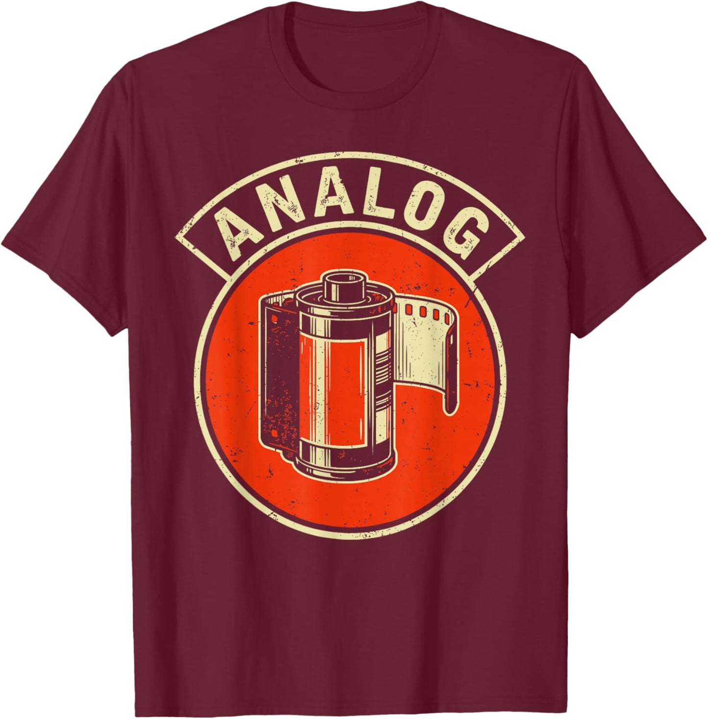 Analog Film Photography Retro Camera Design T-Shirt - T-Shirt | Maroon