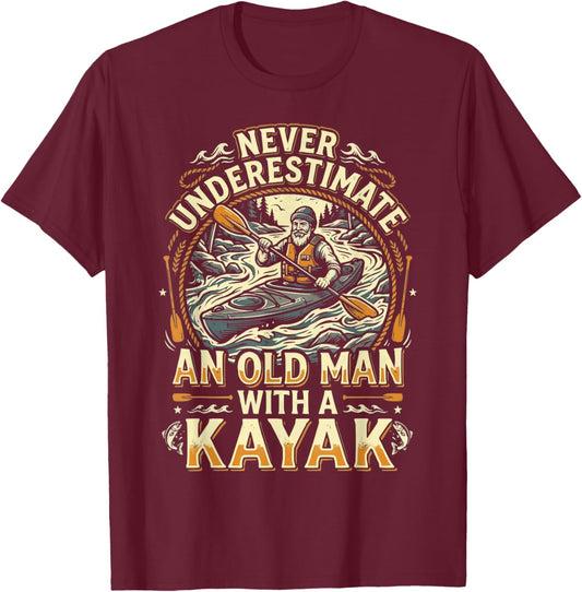 Kayak Dad Kayaker Paddle Daddy Kayaking Papa Fathers Day T-Shirt - T-Shirt | Maroon
