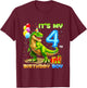 It's My 4th Birthday Happy 4 Year T-Rex Shirt Boys Funny T-Shirt - T-Shirt | Maroon