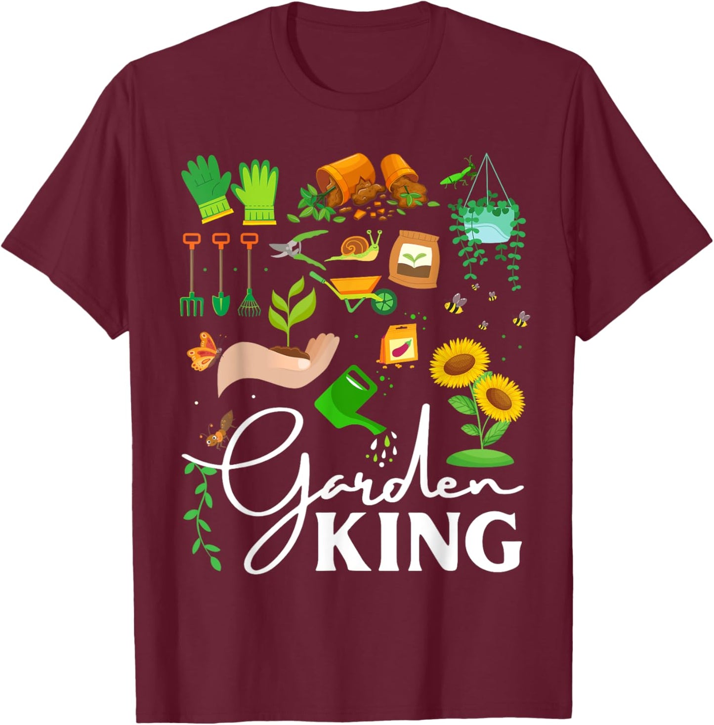 Garden King Funny Gardening Lovers Vegetable Gifts T-Shirt - T-Shirt | Maroon