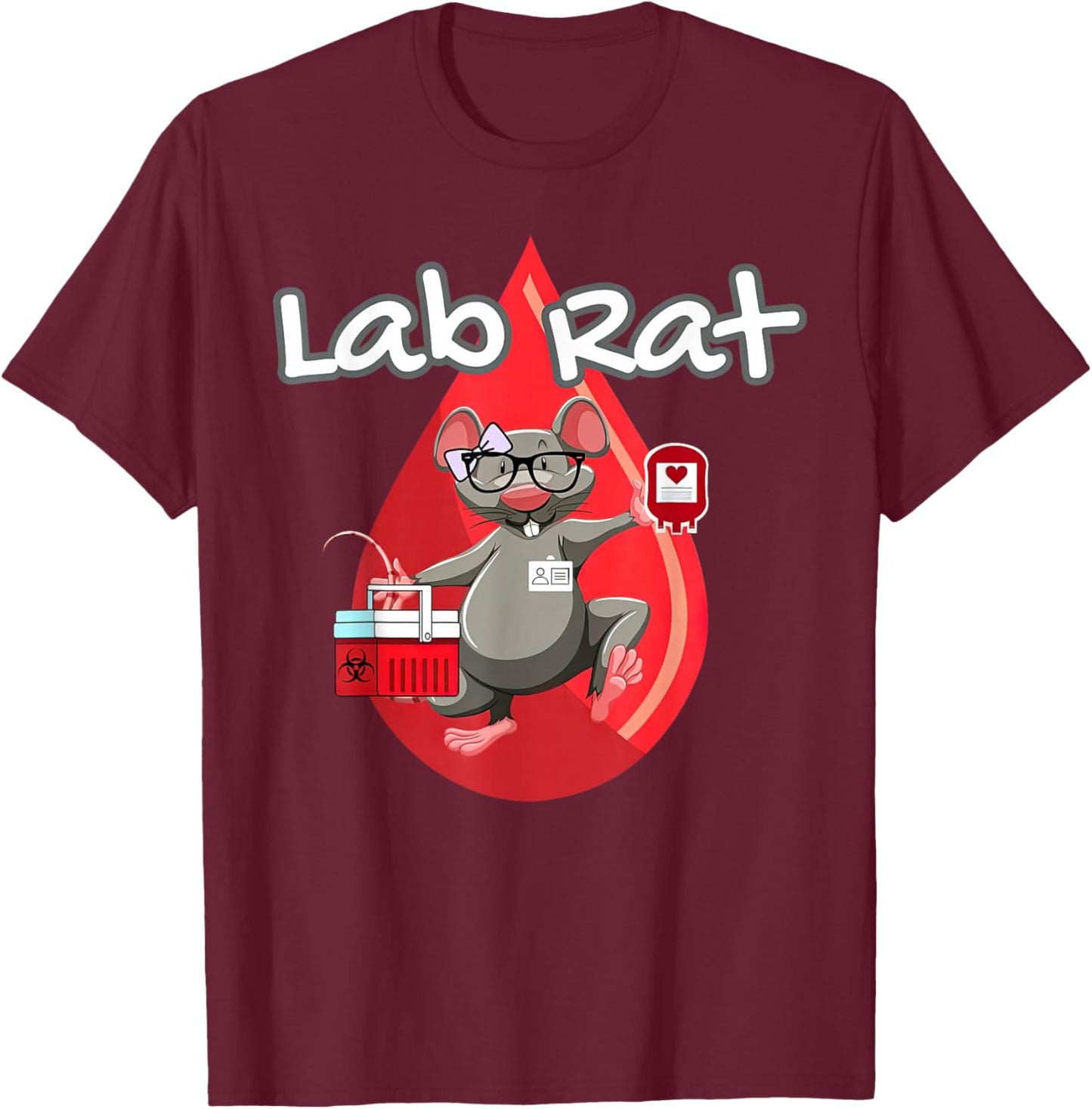 Cute Lab Rat Blood Bank Medical Technologist Scientist Tech T-Shirt - T-Shirt | Maroon