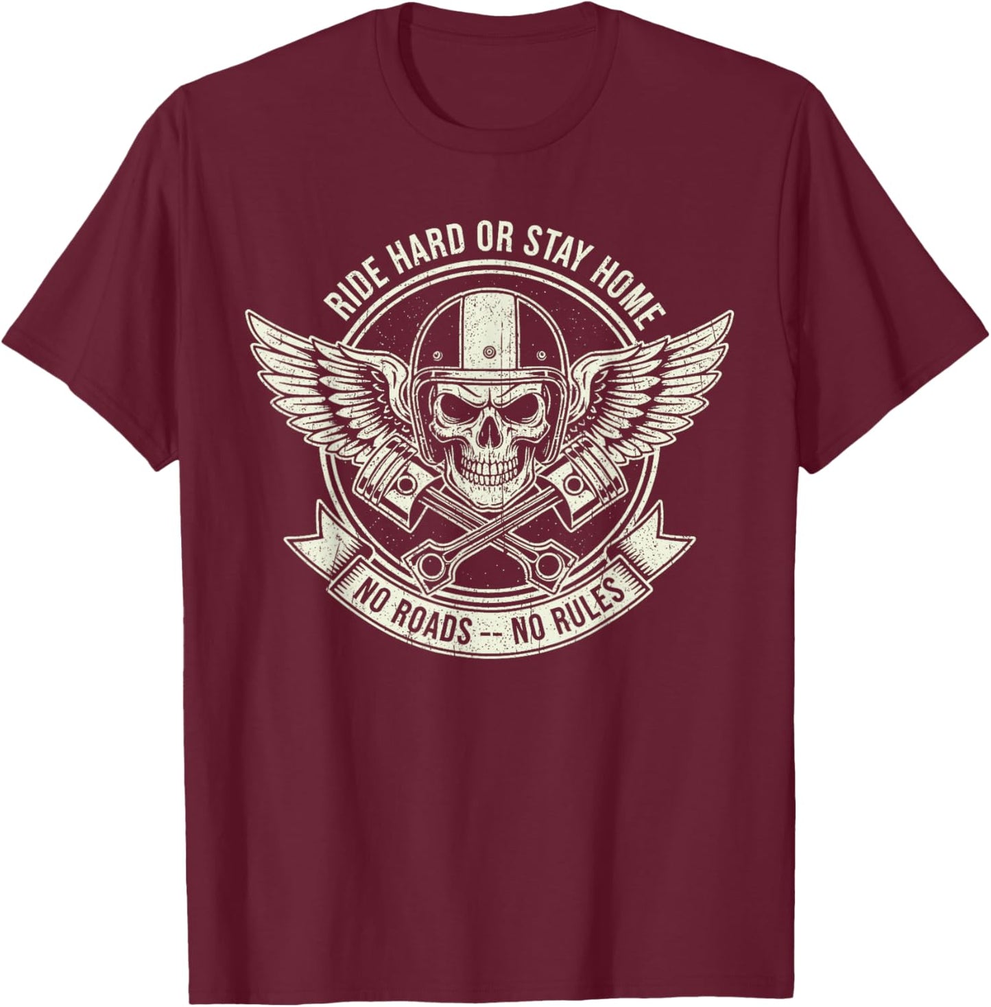 Vintage Motorcycle Riders Funny Men Women Biker Motorcycle T-Shirt - T-Shirt | Maroon