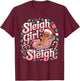 Groovy Pink Christmas Sleigh Girl Sleigh Gingerbread Holiday T-Shirt - T-Shirt | Maroon