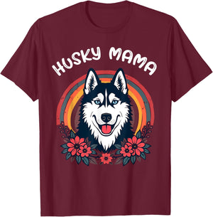 Husky Mama Siberian Husky Mom T-Shirt - T-Shirt | Maroon