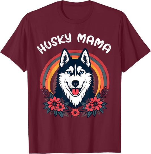 Husky Mama Siberian Husky Mom T-Shirt - T-Shirt | Maroon