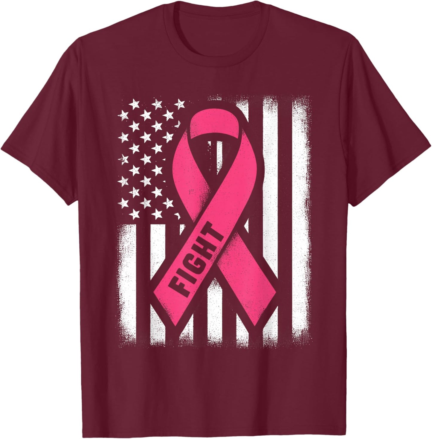 Fight Breast Cancer Shirts Breast Cancer Flag Shirt T-Shirt - T-Shirt | Maroon