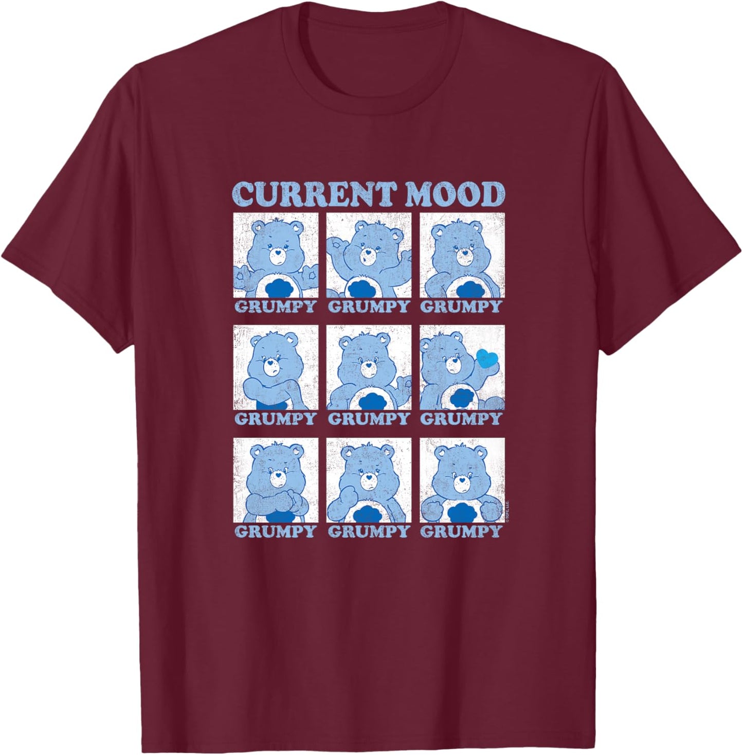 Care Bears Current Mood Grumpy Bear Squares Premium T-Shirt - T-Shirt | Maroon