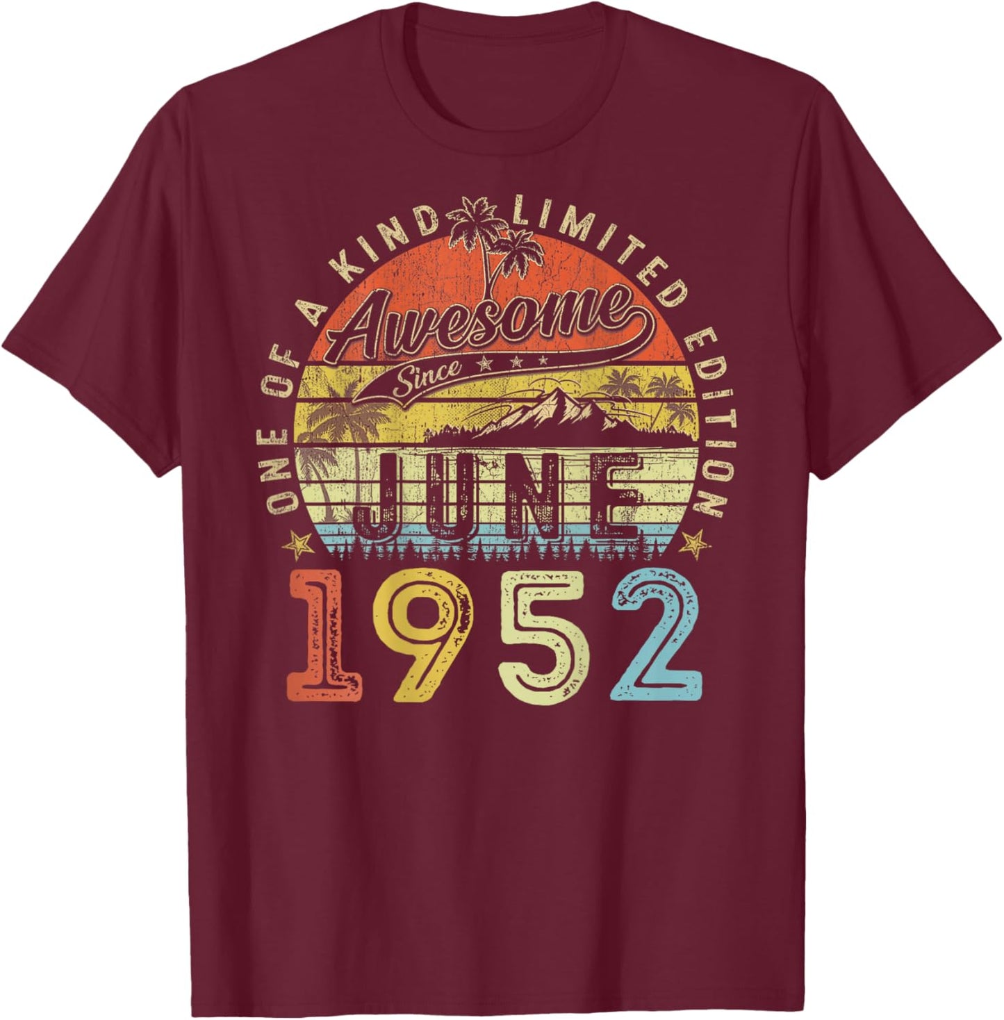 (À l'arrière) Édition limitée 74 Juin 1952 74e Anniversaire T-Shirt - T-Shirt | Maroon